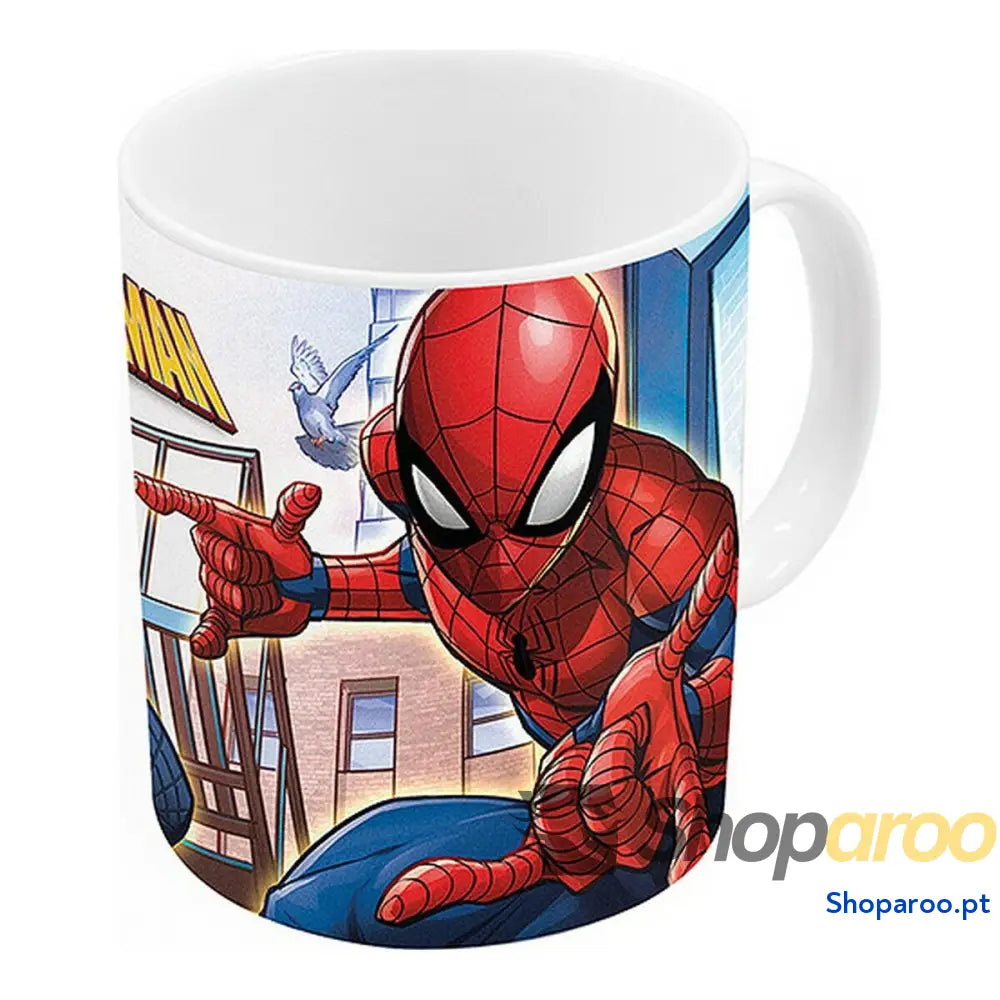 Caneca Spider Man Great power Azul Vermelho Cerâmica 350 ml