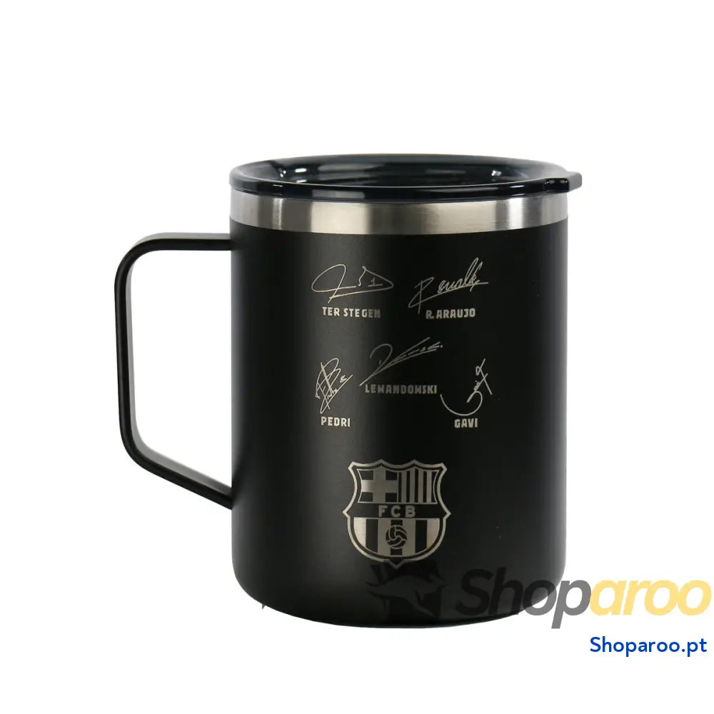 Caneca Térmica com Tampa F.C. Barcelona Azul Marinho Aço inoxidável