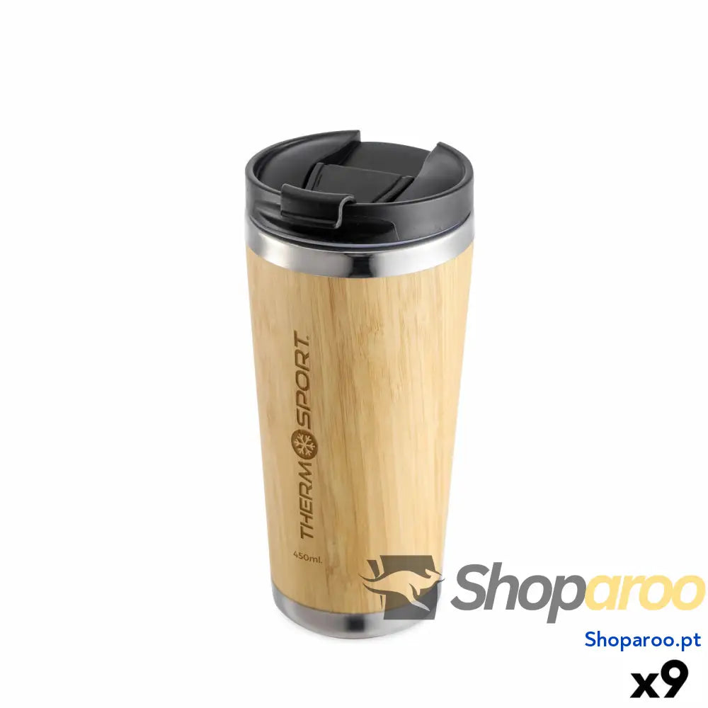 Caneca Térmica com Tampa ThermoSport Bambu 450 ml (9 Unidades)