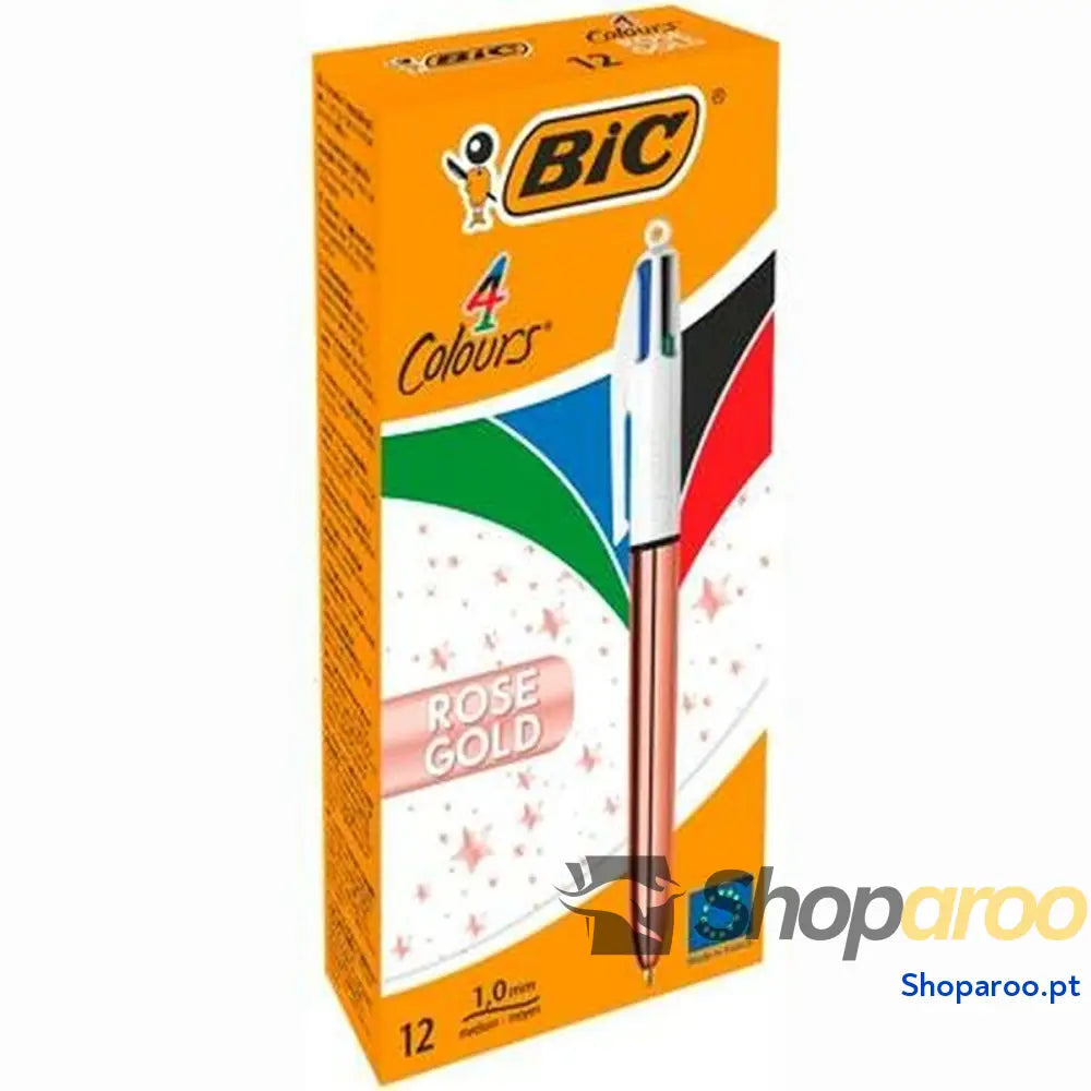 Caneta Bic Branco Cor de Rosa (12 Peças)