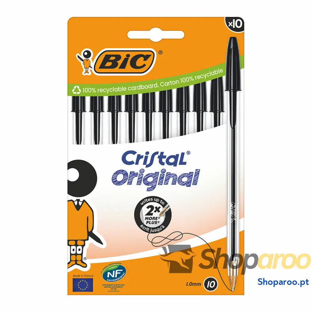 Caneta Bic Cristal Preto (10 Unidades)
