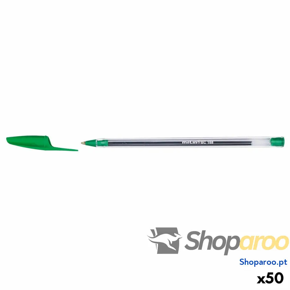 Caneta Molin BC188 Cristal 1 mm Verde (50 Unidades)