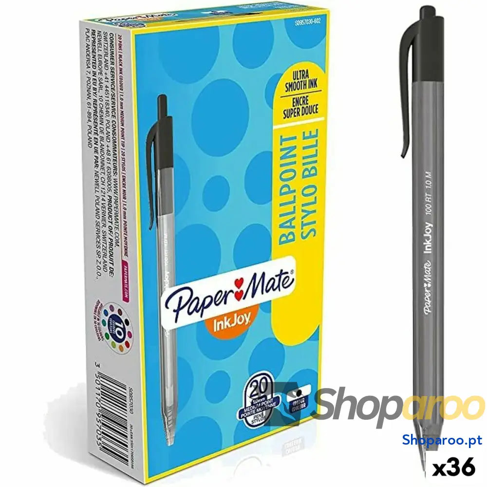 Caneta Paper Mate Inkjoy 20 Peças Preto 1 mm (36 Unidades)