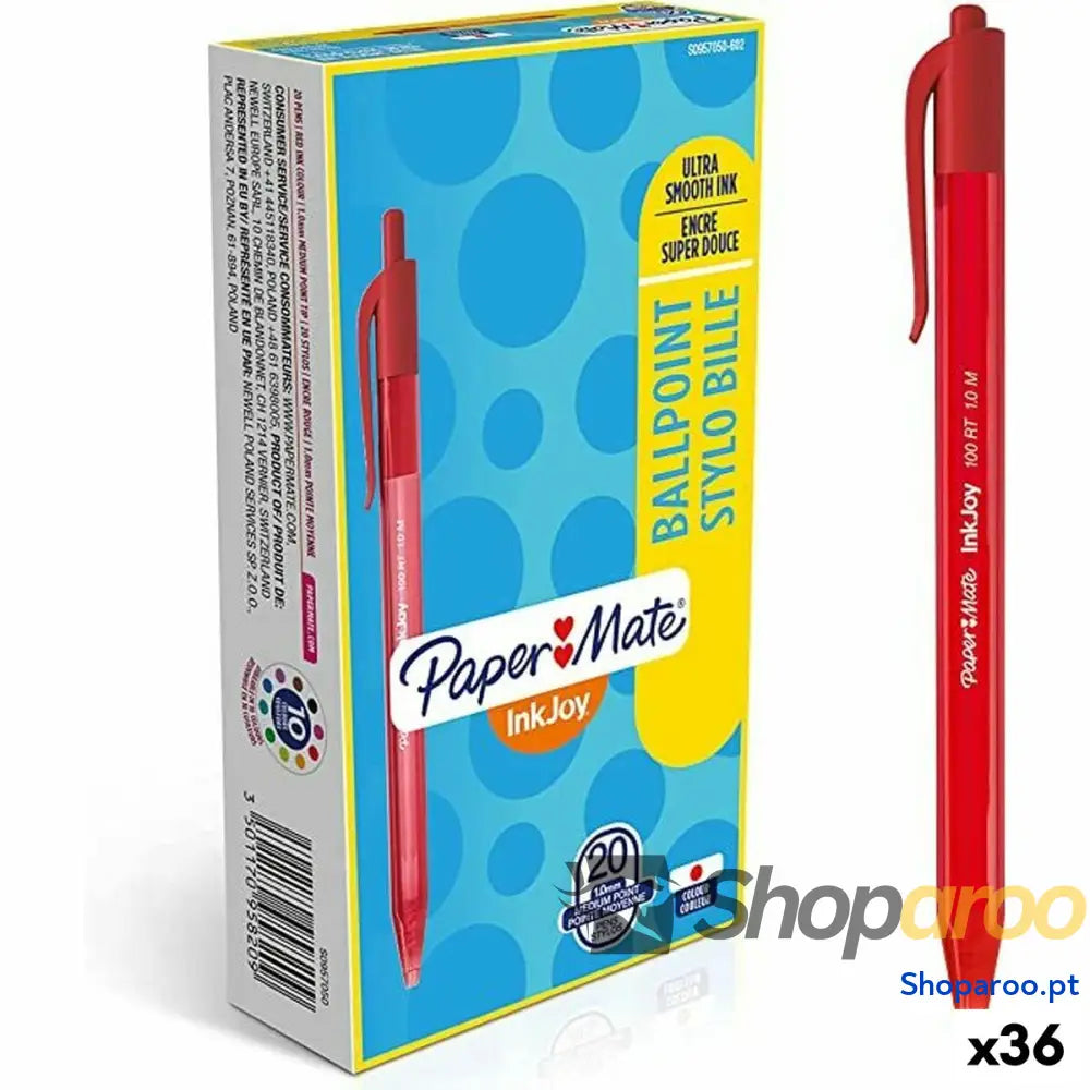 Caneta Paper Mate Inkjoy 20 Peças Vermelho 1 mm (36 Unidades)