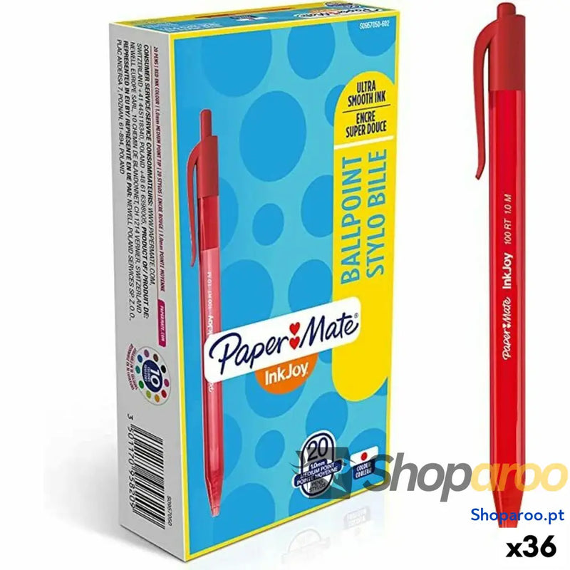 Caneta Paper Mate Inkjoy 20 Peças Vermelho 1 mm (36 Unidades)