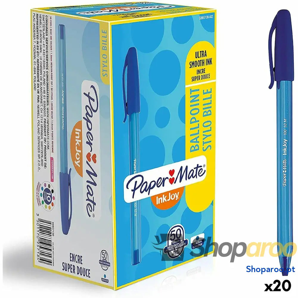 Caneta Paper Mate Inkjoy 50 Peças Azul 1 mm (20 Unidades)