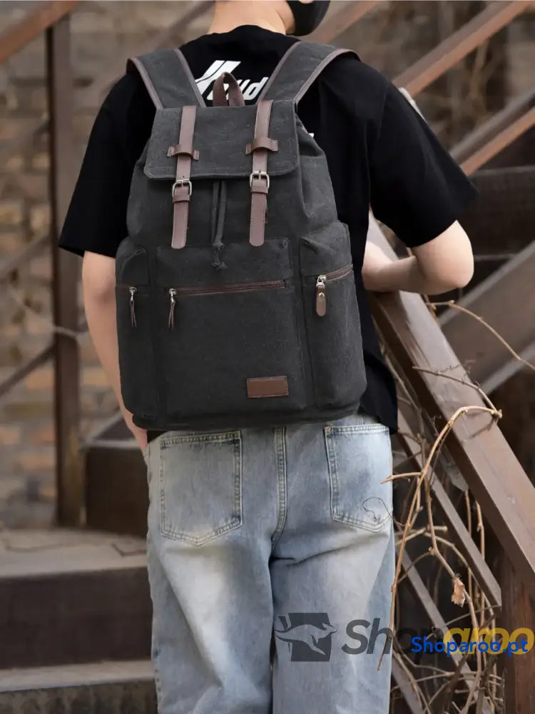 Canvas Backpack Bag with Buckle Straps