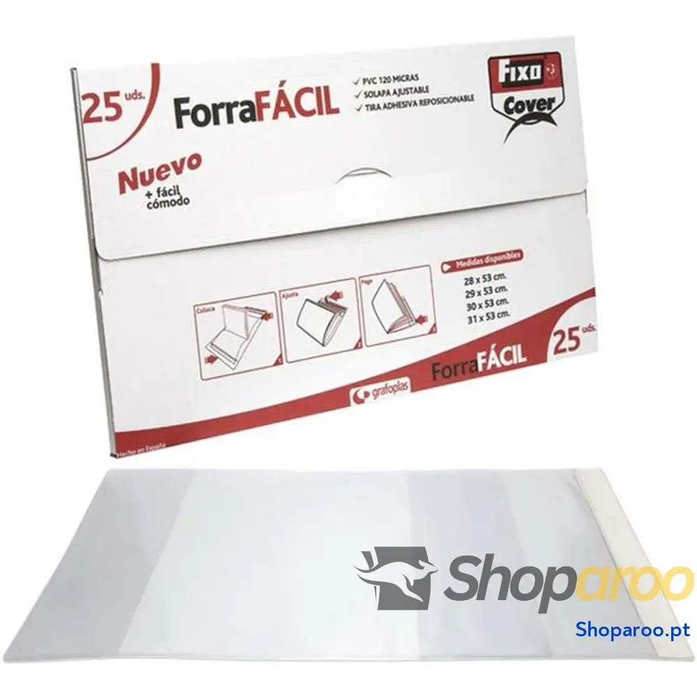Capa Adesiva para Livros Grafoplas Ajustável Lapela Transparente PVC 25 Peças 28 x 53 cm