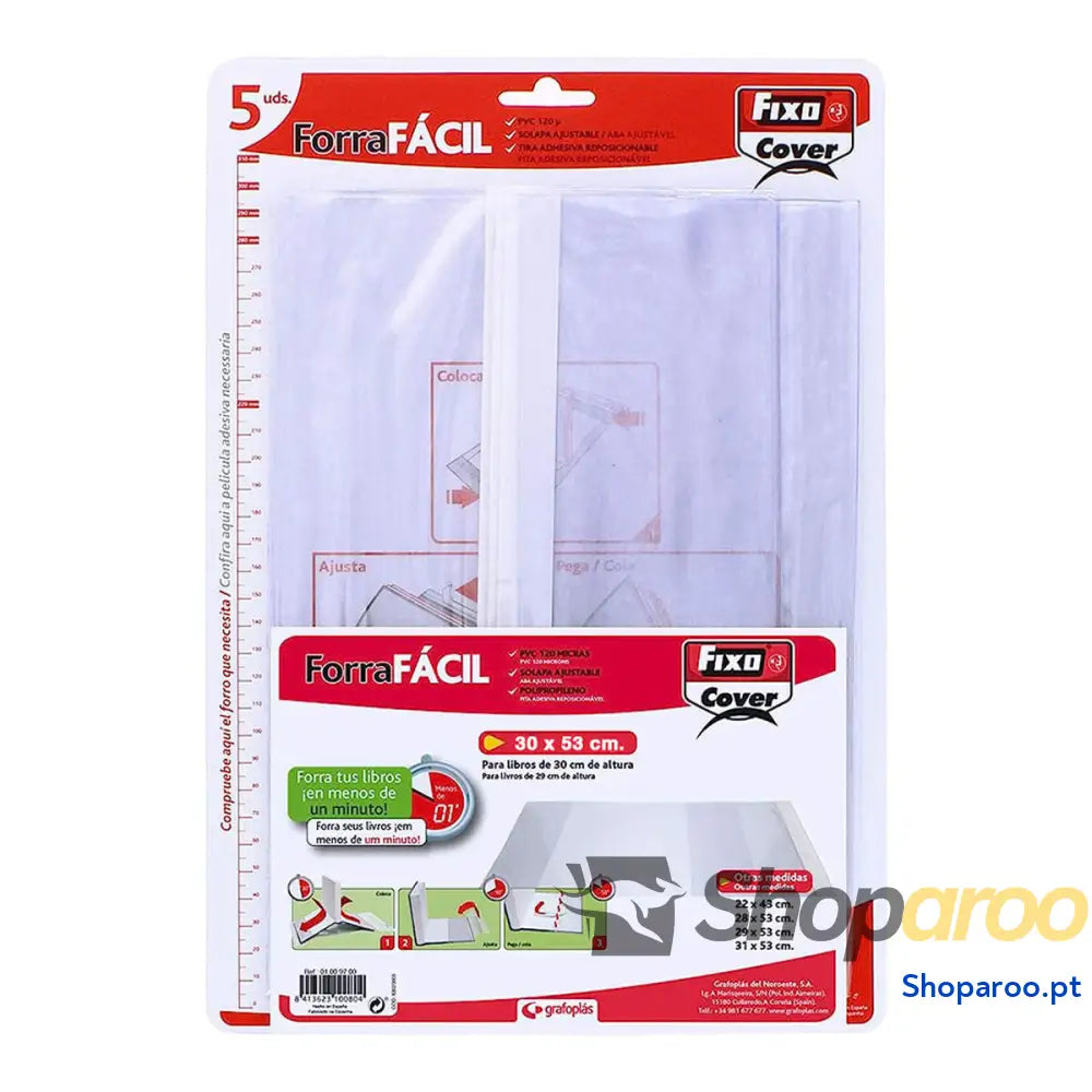 Capa Adesiva para Livros Grafoplas Transparente PVC 5 Unidades 30 x 53 cm