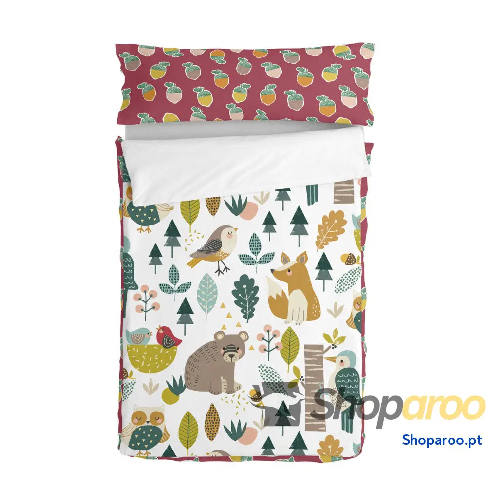 Capa de Edredão com Enchimento HappyFriday Moshi Moshi Harvestwood Multicolor 105 x 200 cm