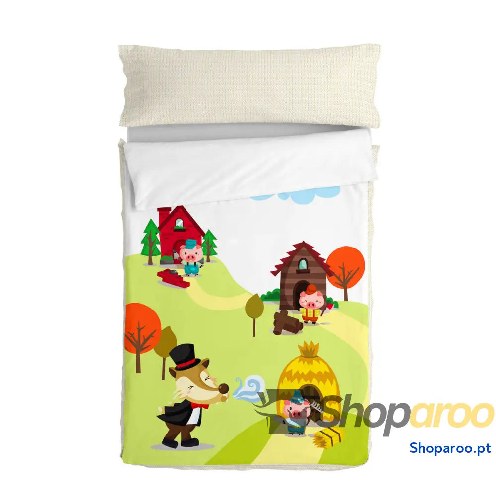 Capa de Edredão com Enchimento HappyFriday Mr Fox Piggys Multicolor 105 x 200 cm