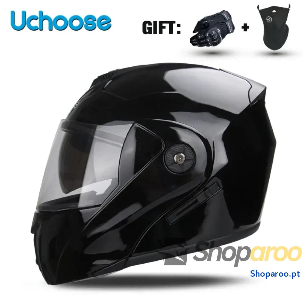 Capacete unissexo DOT modular flip-up com viseira dupla Uchoose
