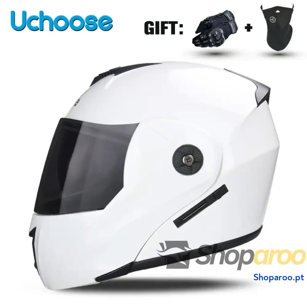 Capacete unissexo DOT modular flip-up com viseira dupla Uchoose