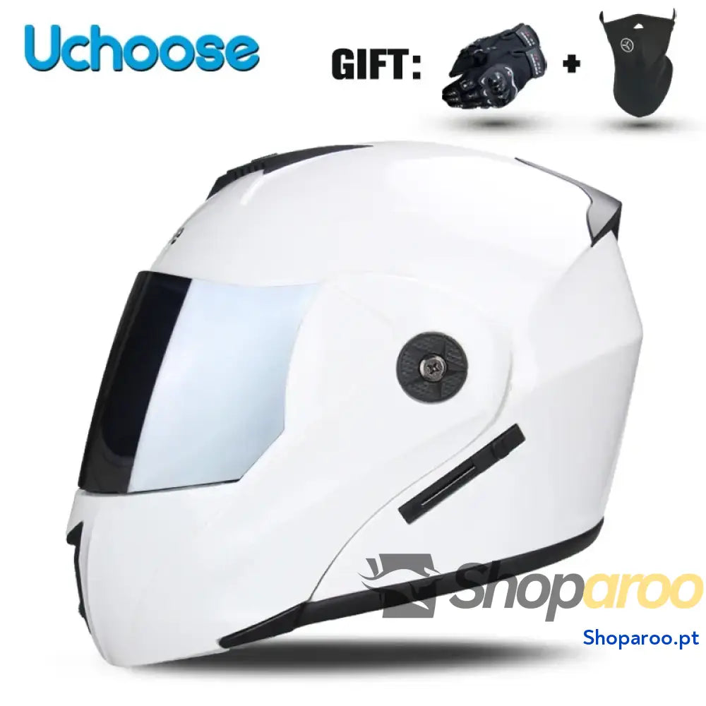 Capacete unissexo DOT modular flip-up com viseira dupla Uchoose