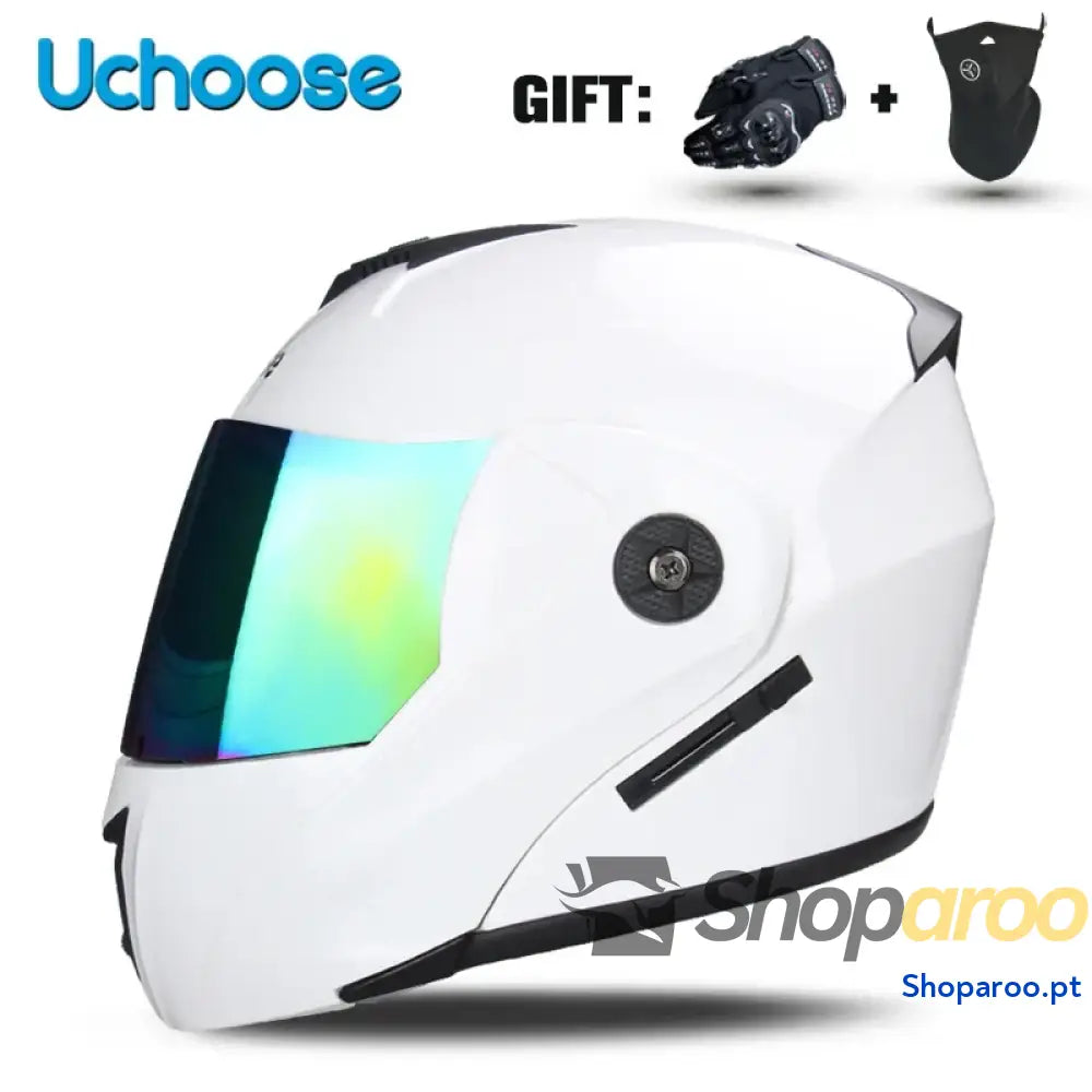 Capacete unissexo DOT modular flip-up com viseira dupla Uchoose
