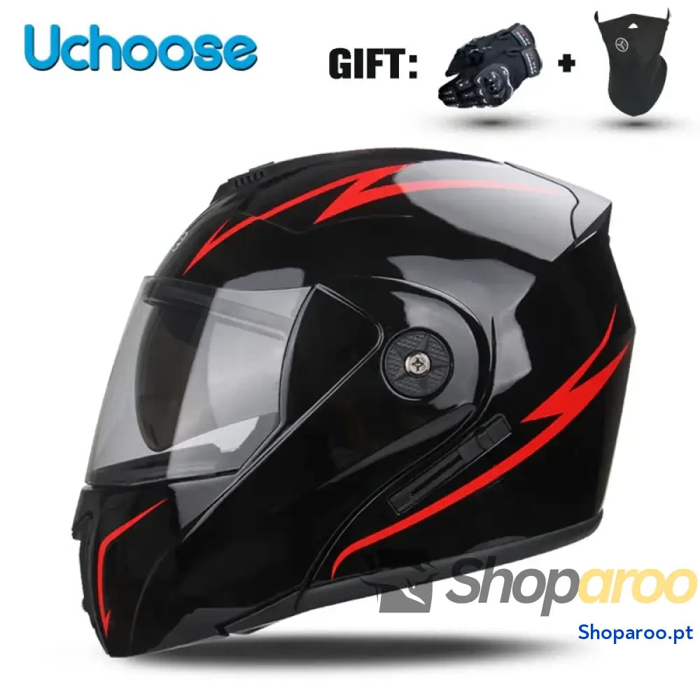 Capacete unissexo DOT modular flip-up com viseira dupla Uchoose