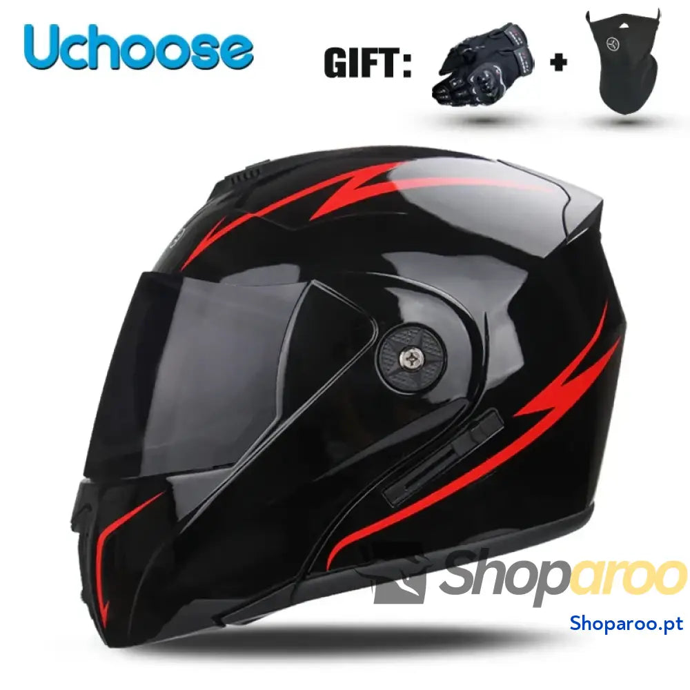 Capacete unissexo DOT modular flip-up com viseira dupla Uchoose