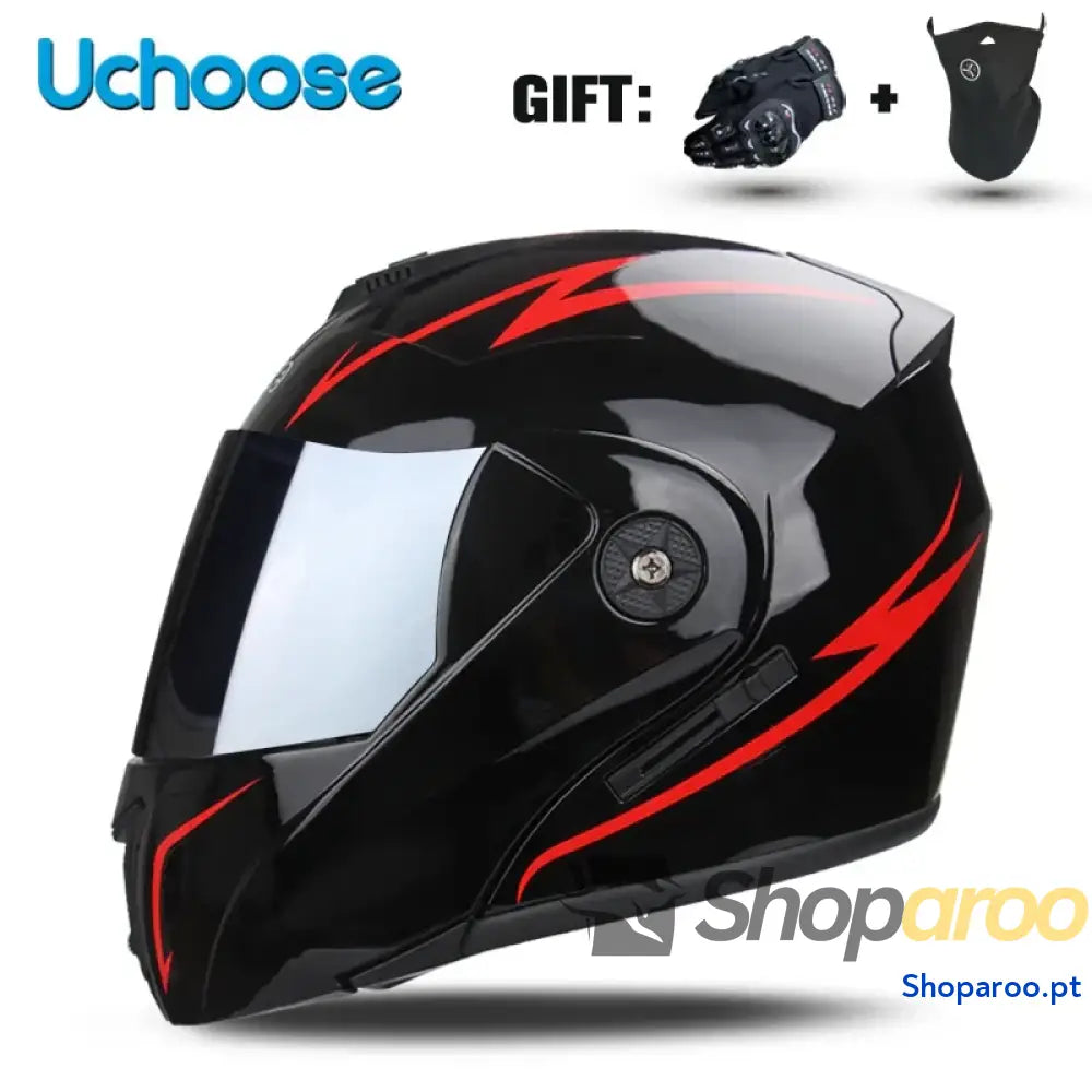 Capacete unissexo DOT modular flip-up com viseira dupla Uchoose