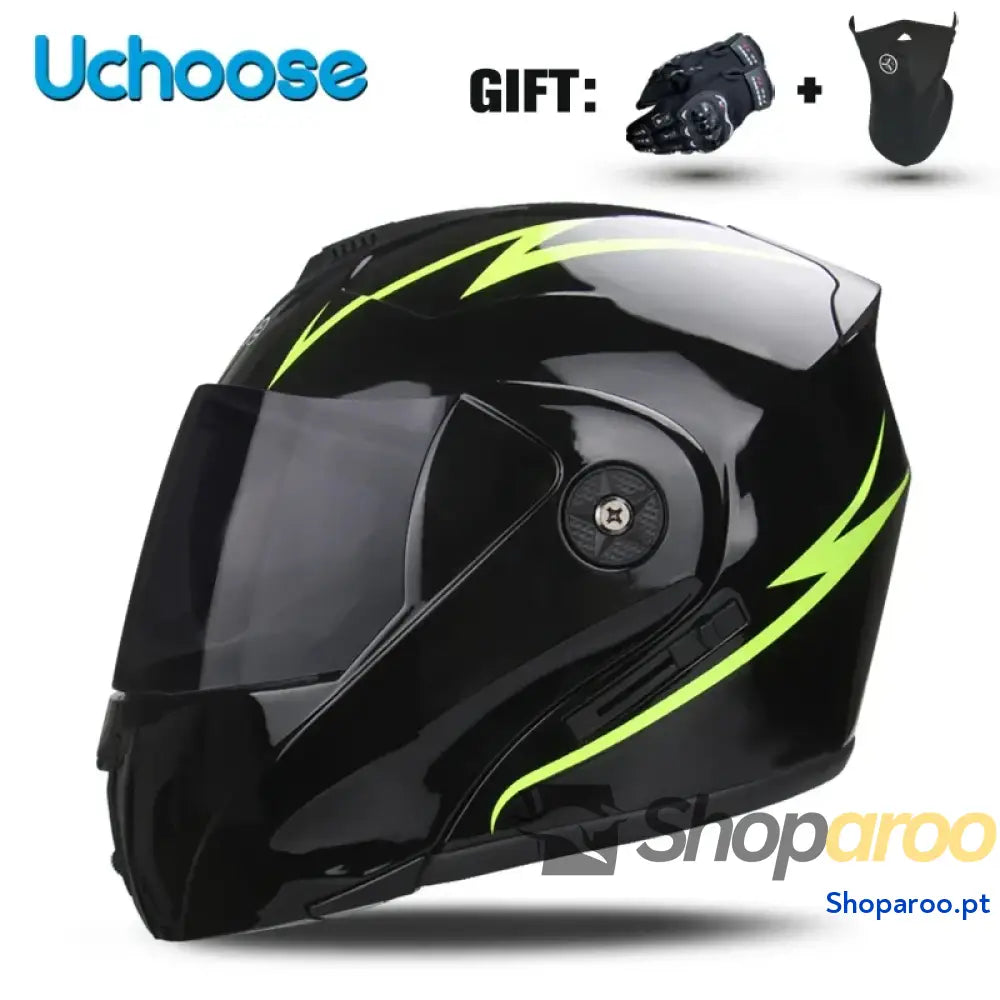 Capacete unissexo DOT modular flip-up com viseira dupla Uchoose