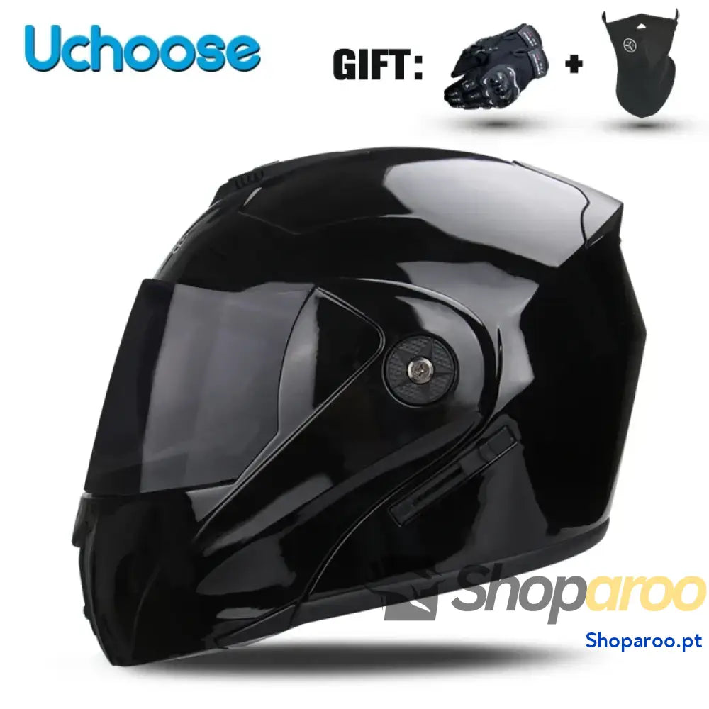 Capacete unissexo DOT modular flip-up com viseira dupla Uchoose