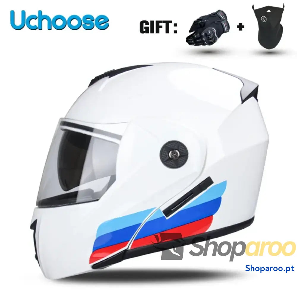 Capacete unissexo DOT modular flip-up com viseira dupla Uchoose
