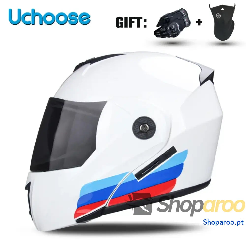 Capacete unissexo DOT modular flip-up com viseira dupla Uchoose