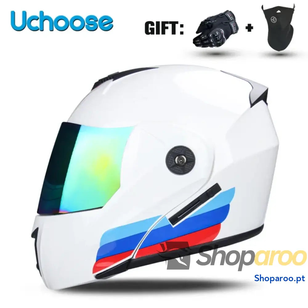 Capacete unissexo DOT modular flip-up com viseira dupla Uchoose