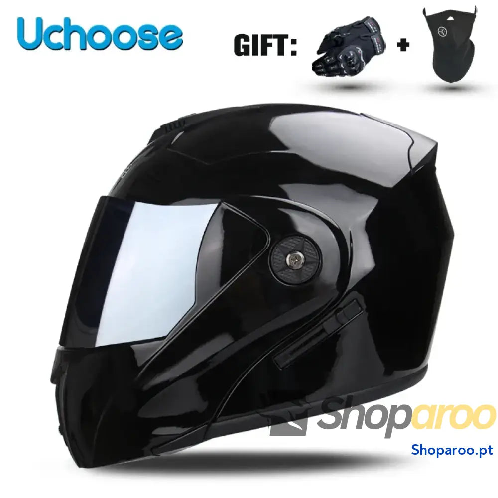 Capacete unissexo DOT modular flip-up com viseira dupla Uchoose