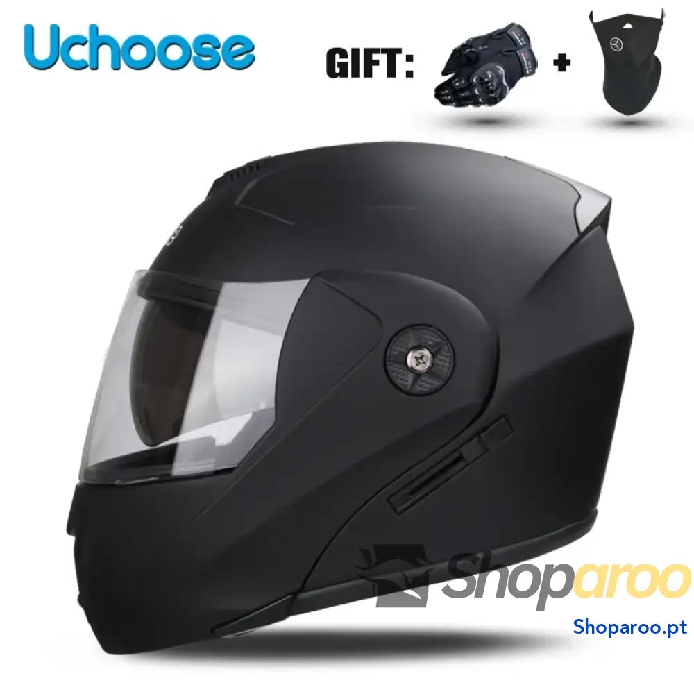 Capacete unissexo DOT modular flip-up com viseira dupla Uchoose