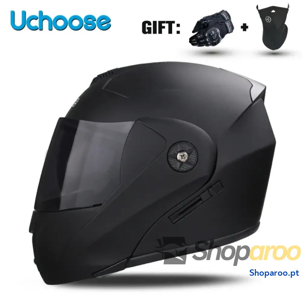 Capacete unissexo DOT modular flip-up com viseira dupla Uchoose