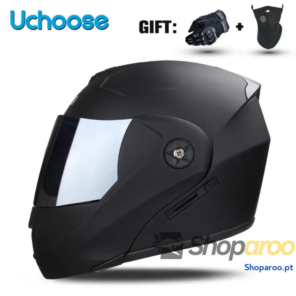 Capacete unissexo DOT modular flip-up com viseira dupla Uchoose