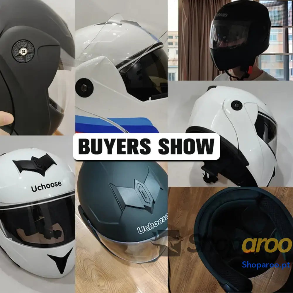 Capacete unissexo DOT modular flip-up com viseira dupla Uchoose