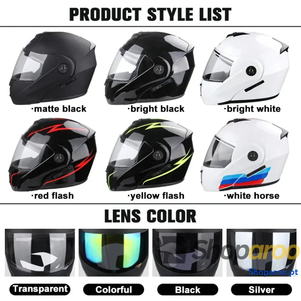 Capacete unissexo DOT modular flip-up com viseira dupla Uchoose