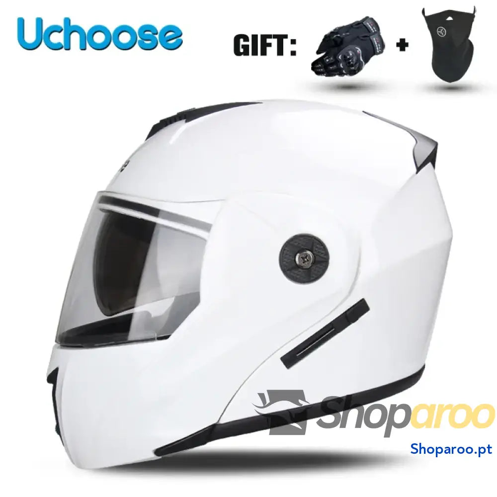 Capacete unissexo DOT modular flip-up com viseira dupla Uchoose