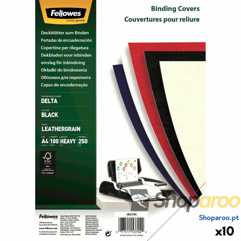 Capas de encadernação Fellowes Delta 100 Peças Preto A4 Cartão (10 Unidades)
