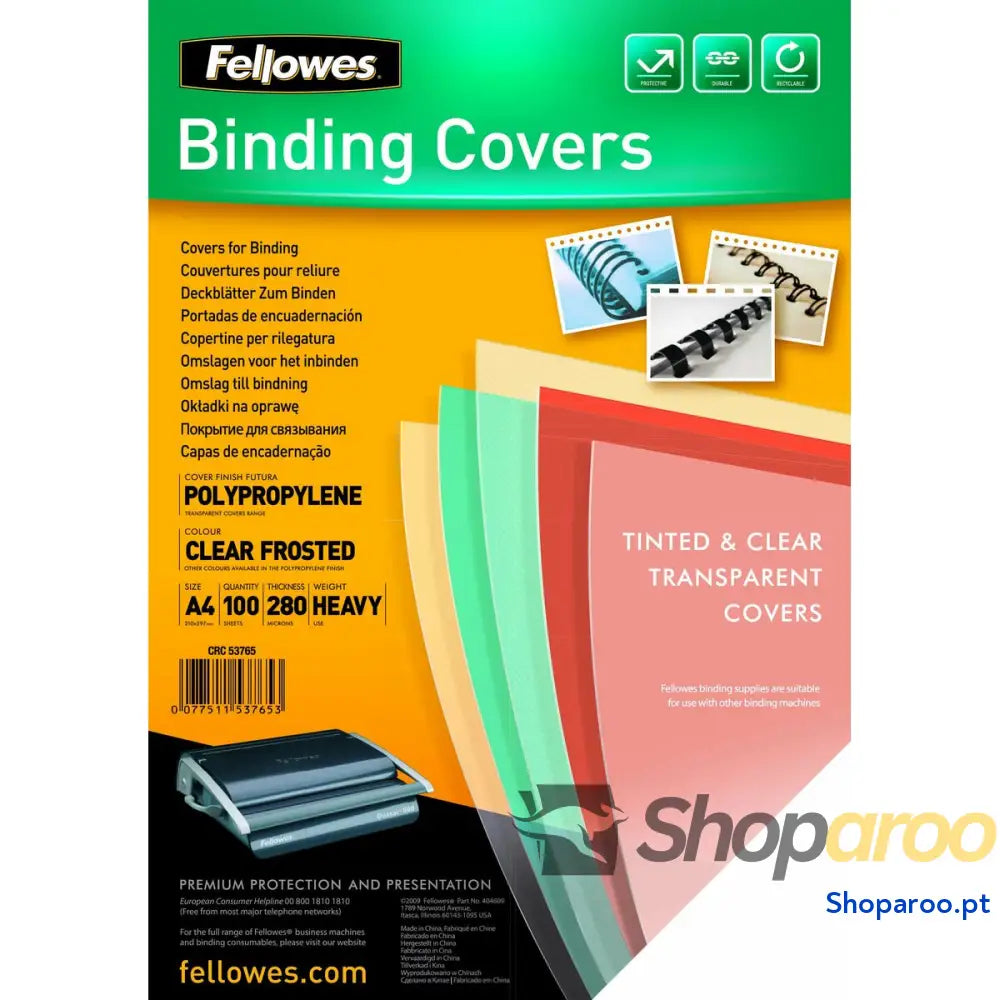 Capas de encadernação Fellowes Futura Transparente A4 Plástico (100 Unidades)