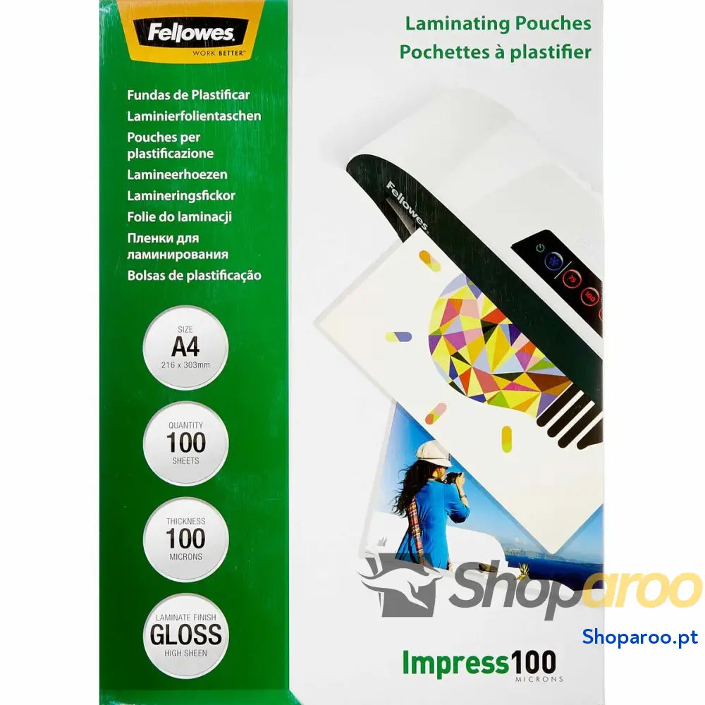 Capas de plastificar Fellowes 5351111 Transparente A4 Máquina de laminação (100 Unidades)