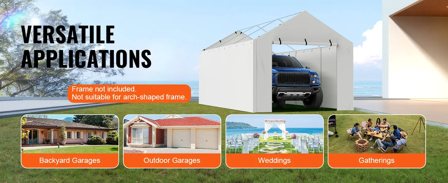 SucceBuy Carport Substituição Garagem Tenda Abrigo Lona Resistente À Prova D'água e Proteção UV.