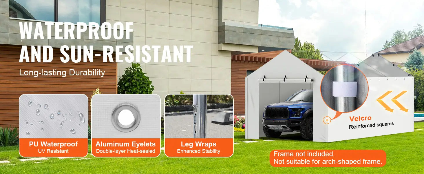 SucceBuy Carport Substituição Garagem Tenda Abrigo Lona Resistente À Prova D'água e Proteção UV.