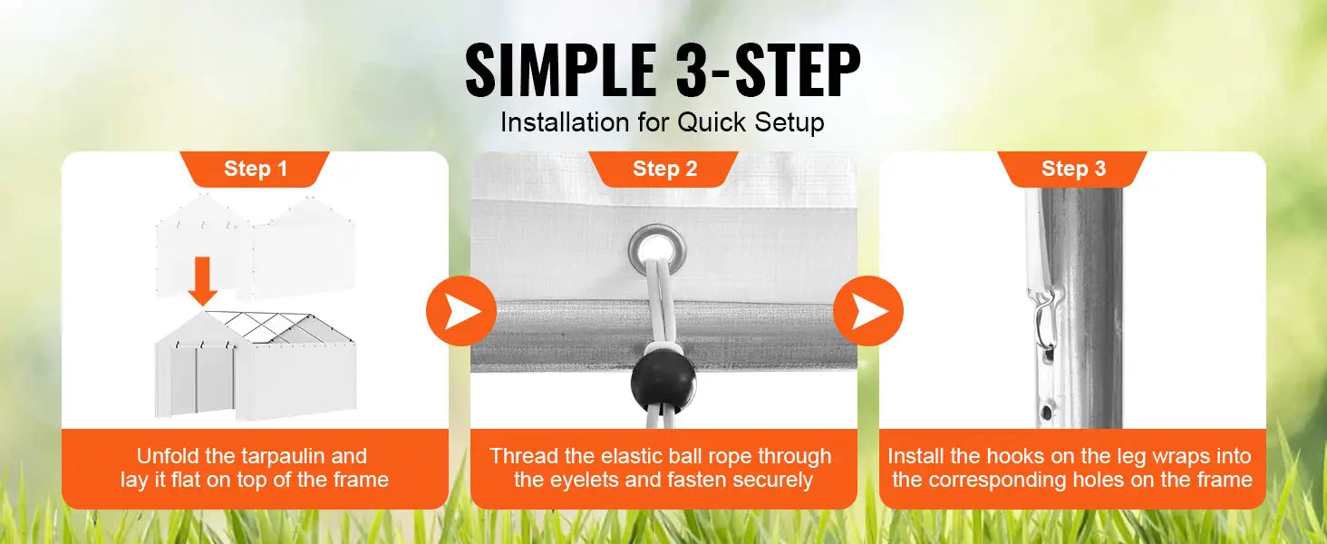 SucceBuy Carport Substituição Garagem Tenda Abrigo Lona Resistente À Prova D'água e Proteção UV.