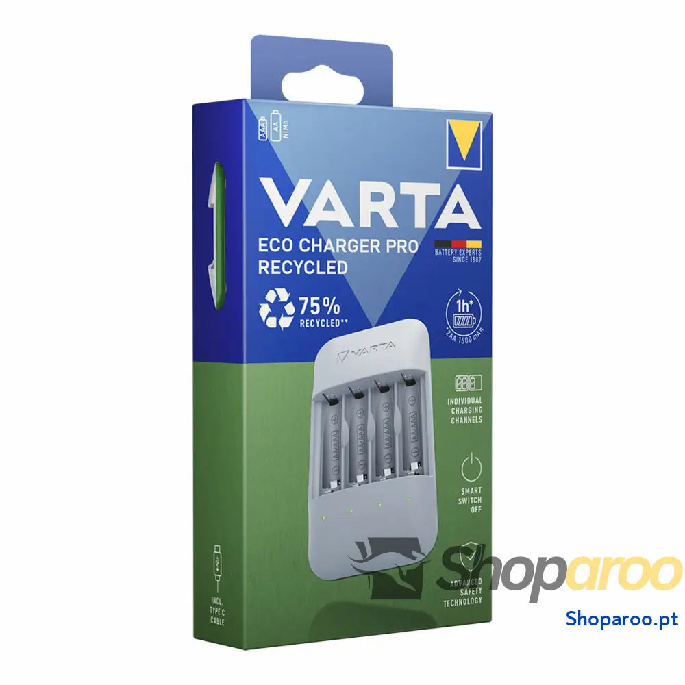 Carregador de pilhas Varta Eco Charger Pro Recycled 4 Pilhas