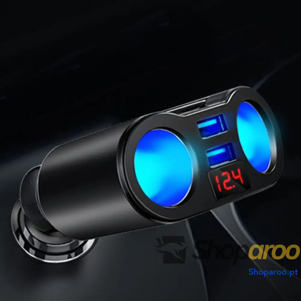 Carregador USB duplo com voltímetro LED para tablet GPS SUV 12V 24V Preto DC 5V