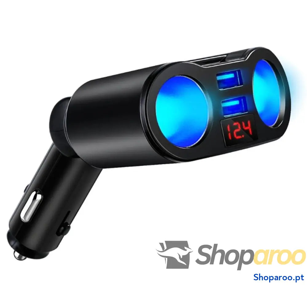 Carregador USB duplo com voltímetro LED para tablet GPS SUV 12V 24V Preto DC 5V