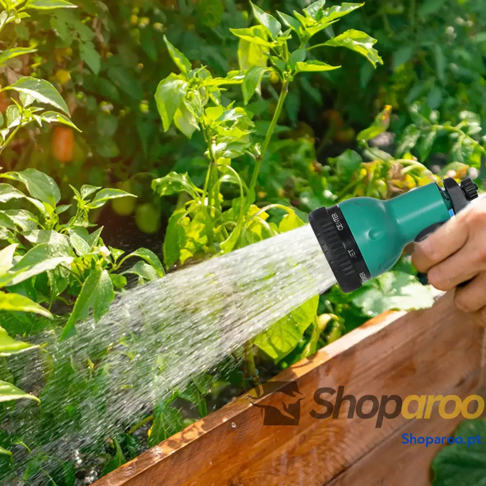 Carretel de Mangueira para Jardim 20 + 2 m com 7 Bocais Função Bloqueio Retorno Automático e Giro 180° Cinza Claro