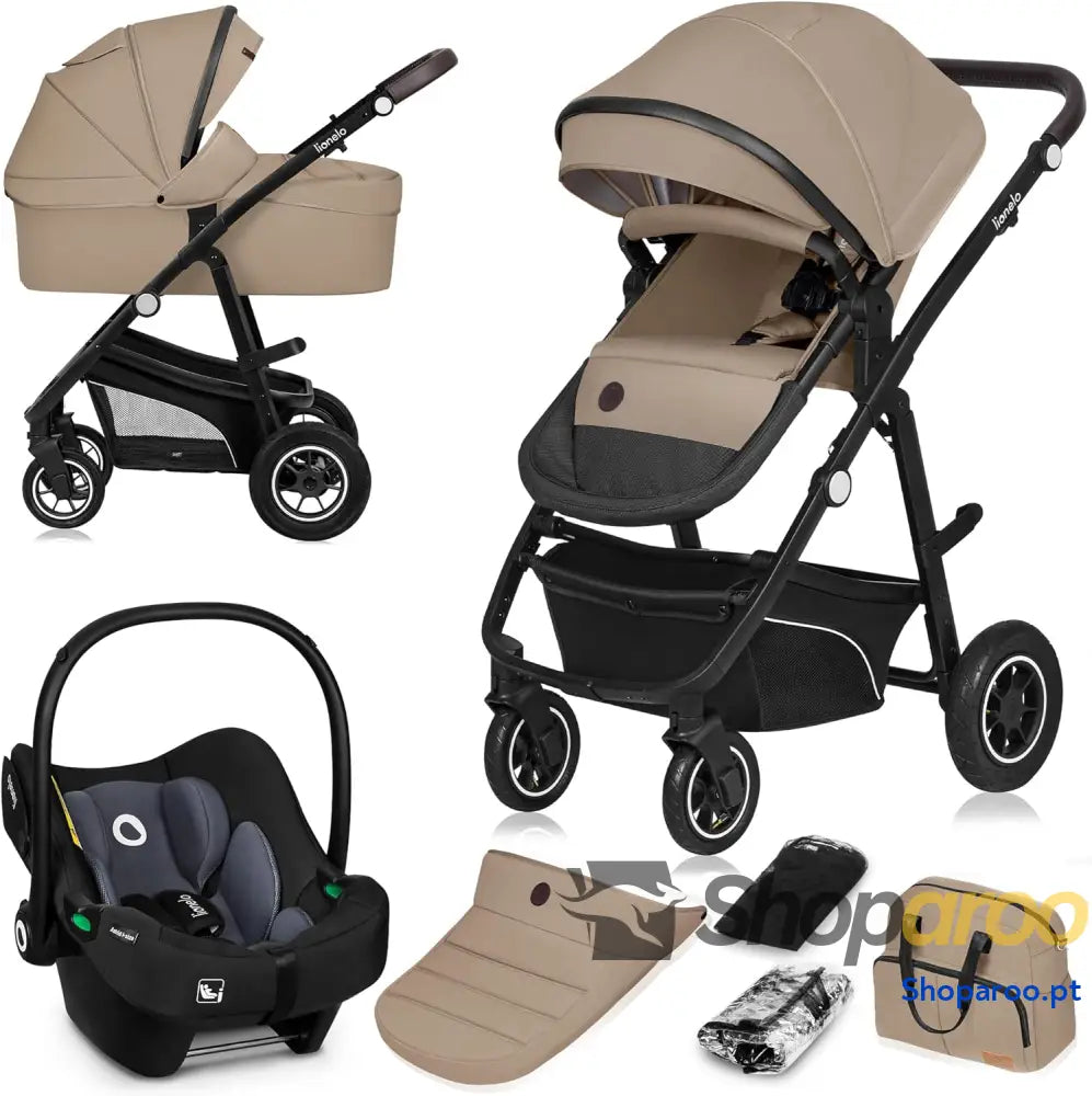 Carrinho de bebé 3 em 1 (22 kg) porta bebés (9 cadeira carro (13 dobrável sistema viagem encosto ajustável rodas 360o