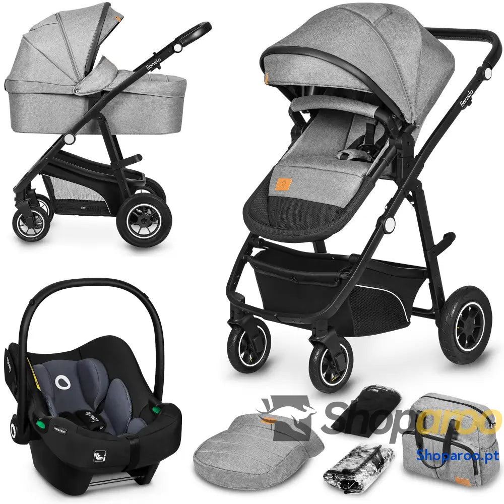 Carrinho de bebé 3 em 1 (22 kg) porta bebés (9 cadeira carro (13 dobrável sistema viagem encosto ajustável rodas 360o