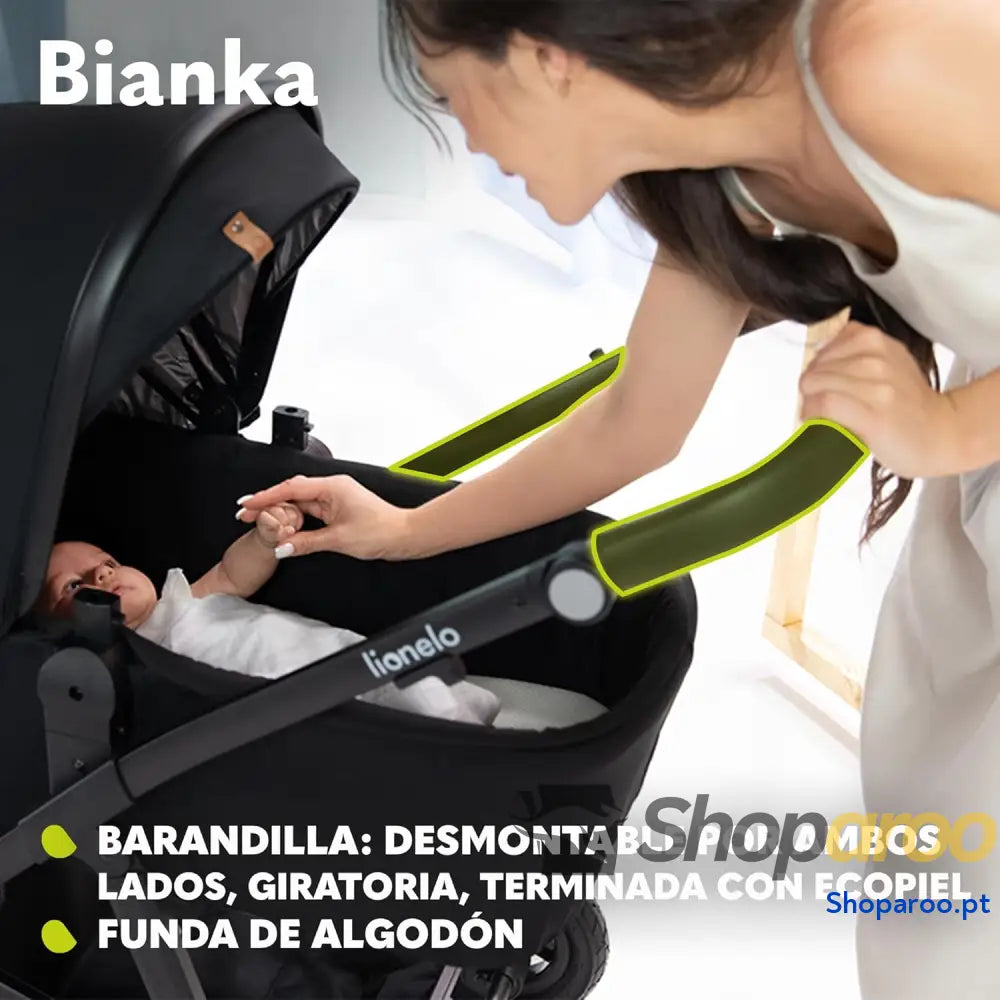 Carrinho de bebé 3 em 1 (22 kg) porta bebés (9 cadeira carro (13 dobrável sistema viagem encosto ajustável rodas 360o