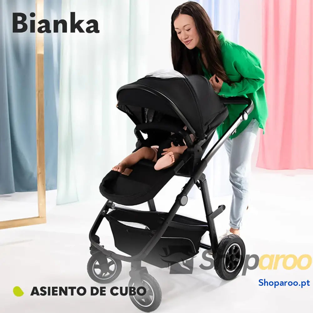 Carrinho de bebé 3 em 1 (22 kg) porta bebés (9 cadeira carro (13 dobrável sistema viagem encosto ajustável rodas 360o
