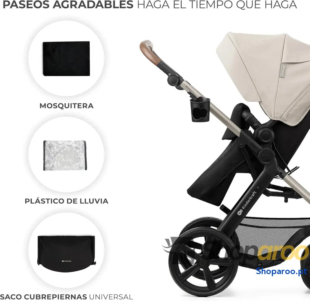 Carrinho de bebé 3 em 1 EVA Mink PRO I Size sistema viagem carrinho para passeio dobrável recém nascido desde