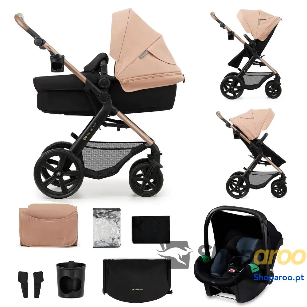 Carrinho de bebé 3 em 1 EVA Mink PRO I Size sistema viagem carrinho para passeio dobrável recém nascido desde